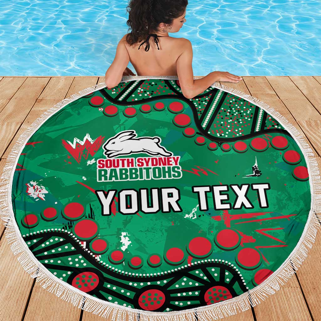 Personalized South Sydney Rabbitohs Beach Blanket Aboriginal Pattern with Graffiti Style Design