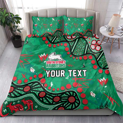 Personalized South Sydney Rabbitohs Bedding Set Aboriginal Pattern with Graffiti Style Design