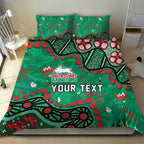 Personalized South Sydney Rabbitohs Bedding Set Aboriginal Pattern with Graffiti Style Design