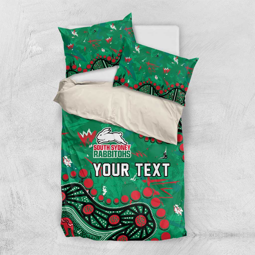 Personalized South Sydney Rabbitohs Bedding Set Aboriginal Pattern with Graffiti Style Design