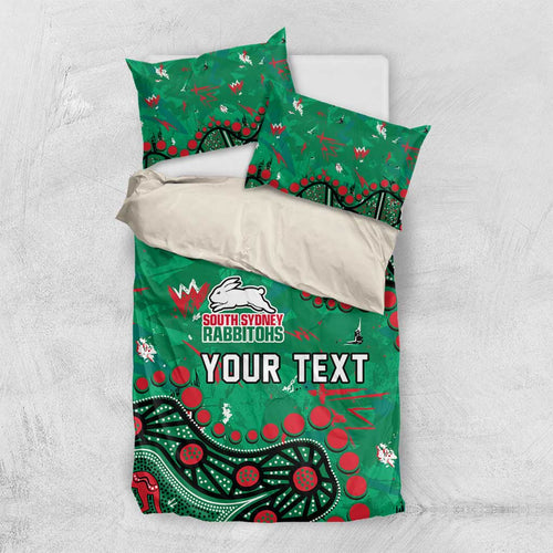 Personalized South Sydney Rabbitohs Bedding Set Aboriginal Pattern with Graffiti Style Design
