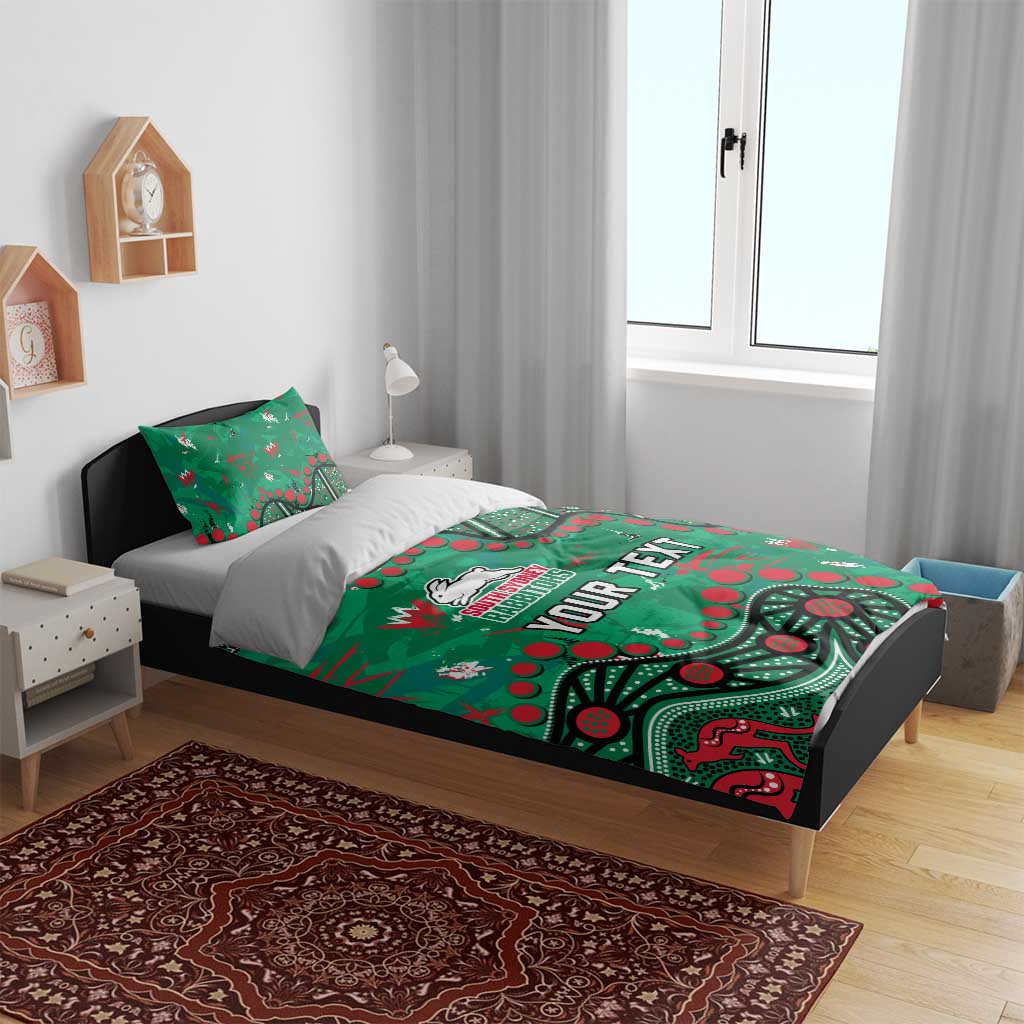 Personalized South Sydney Rabbitohs Bedding Set Aboriginal Pattern with Graffiti Style Design