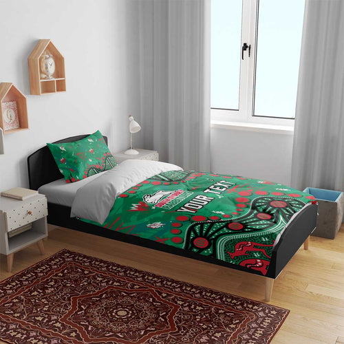 Personalized South Sydney Rabbitohs Bedding Set Aboriginal Pattern with Graffiti Style Design