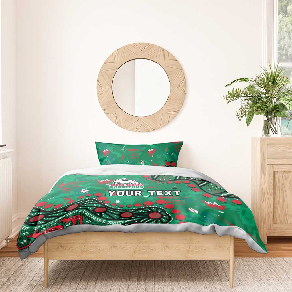 Personalized South Sydney Rabbitohs Bedding Set Aboriginal Pattern with Graffiti Style Design