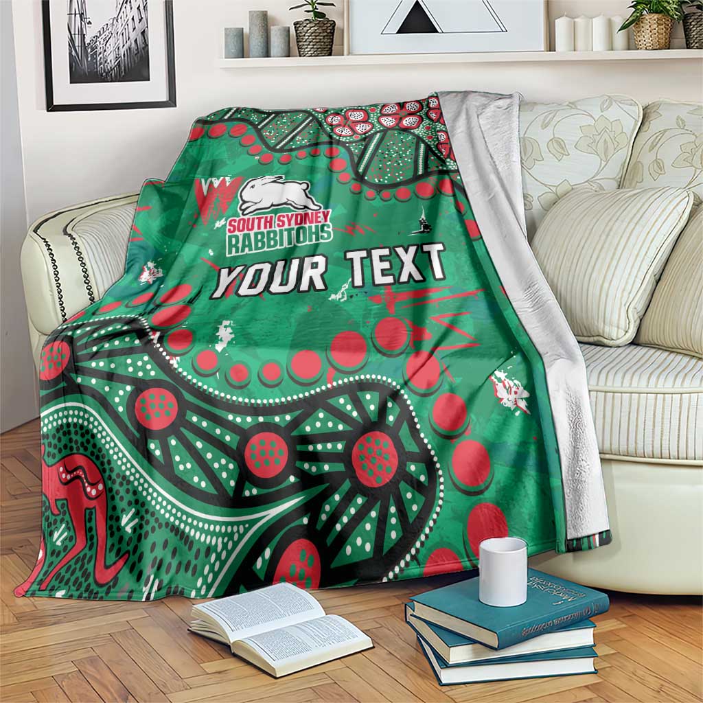 Personalized South Sydney Rabbitohs Blanket Aboriginal Pattern with Graffiti Style Design