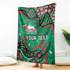 Personalized South Sydney Rabbitohs Blanket Aboriginal Pattern with Graffiti Style Design