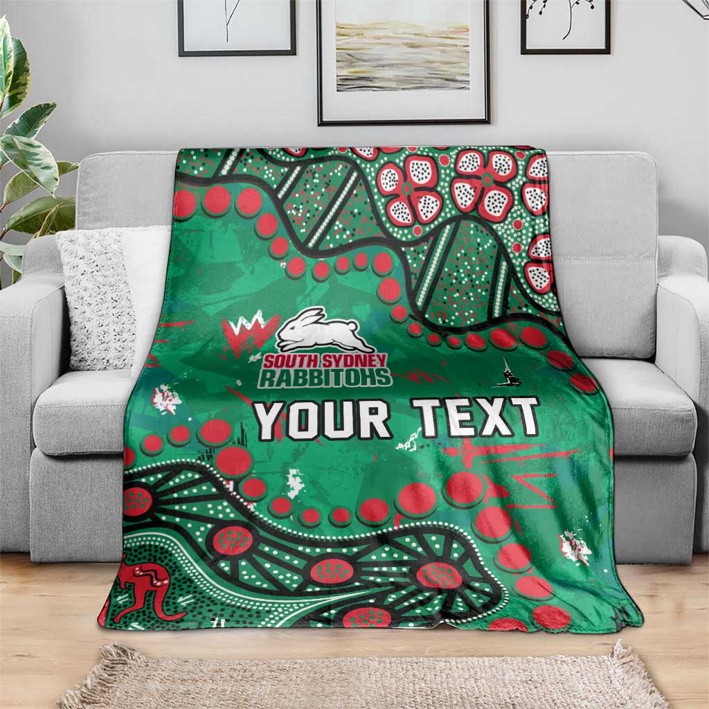 Personalized South Sydney Rabbitohs Blanket Aboriginal Pattern with Graffiti Style Design
