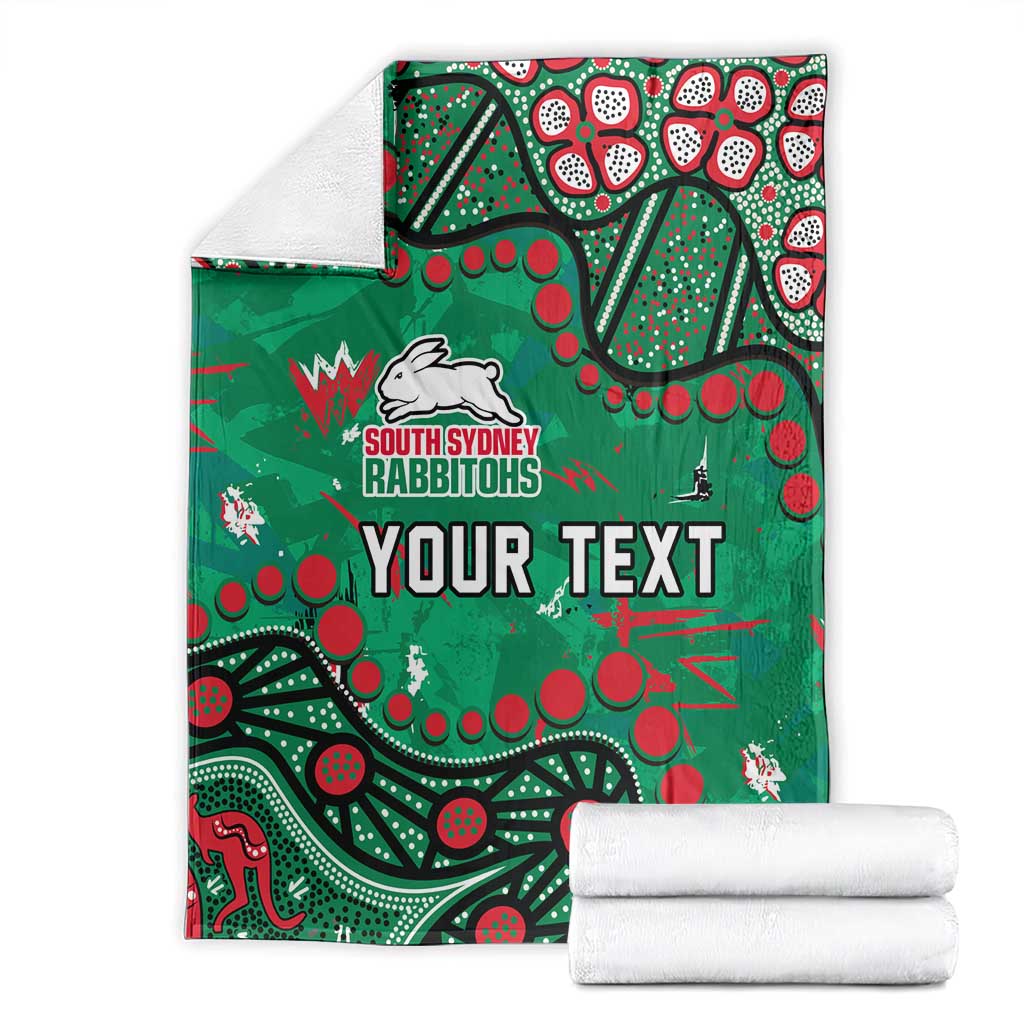 Personalized South Sydney Rabbitohs Blanket Aboriginal Pattern with Graffiti Style Design