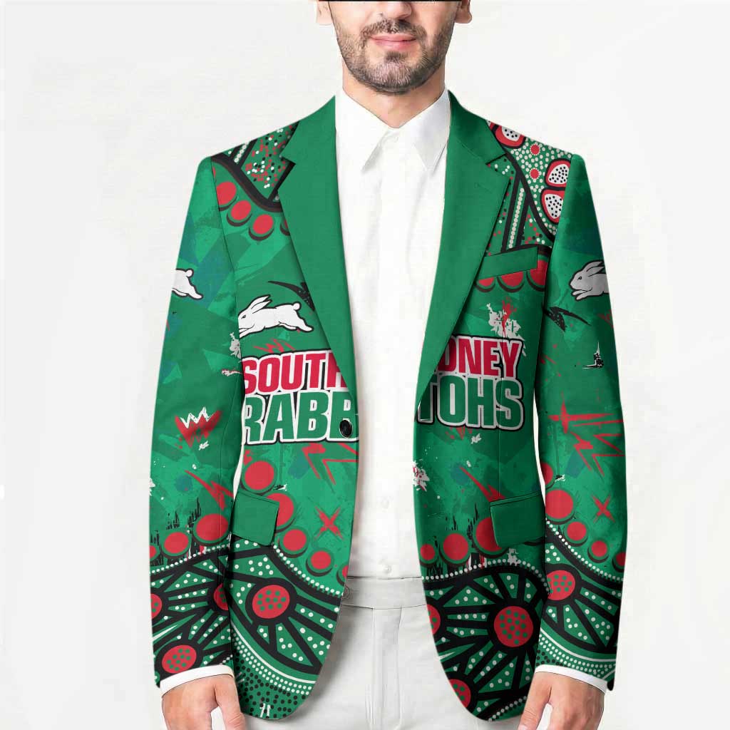 Personalized South Sydney Rabbitohs Blazer Aboriginal Pattern with Graffiti Style Design