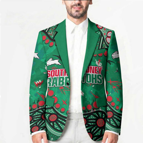 Personalized South Sydney Rabbitohs Blazer Aboriginal Pattern with Graffiti Style Design