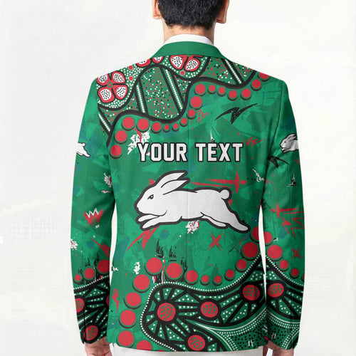 Personalized South Sydney Rabbitohs Blazer Aboriginal Pattern with Graffiti Style Design