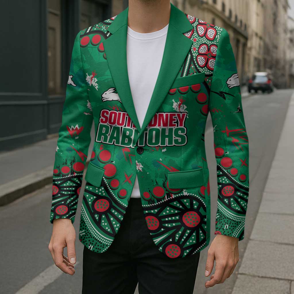 Personalized South Sydney Rabbitohs Blazer Aboriginal Pattern with Graffiti Style Design
