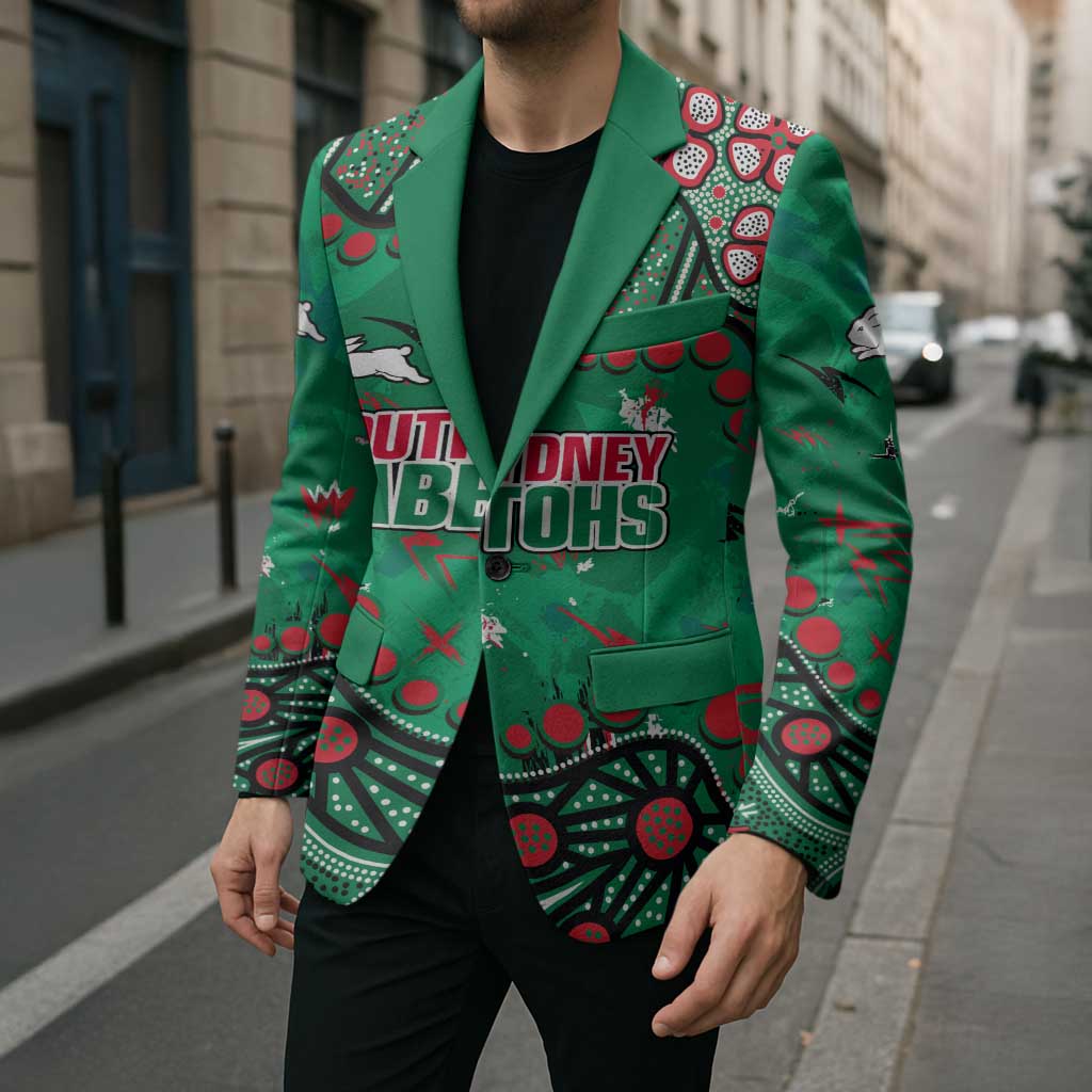 Personalized South Sydney Rabbitohs Blazer Aboriginal Pattern with Graffiti Style Design