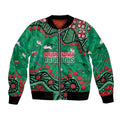 Personalized South Sydney Rabbitohs Bomber Jacket Aboriginal Pattern with Graffiti Style Design