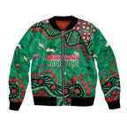 Personalized South Sydney Rabbitohs Bomber Jacket Aboriginal Pattern with Graffiti Style Design