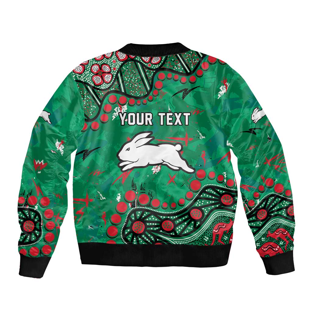 Personalized South Sydney Rabbitohs Bomber Jacket Aboriginal Pattern with Graffiti Style Design