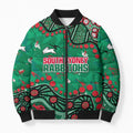Personalized South Sydney Rabbitohs Bomber Puffer Jacket Aboriginal Pattern with Graffiti Style Design