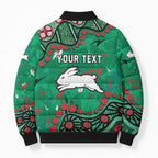 Personalized South Sydney Rabbitohs Bomber Puffer Jacket Aboriginal Pattern with Graffiti Style Design