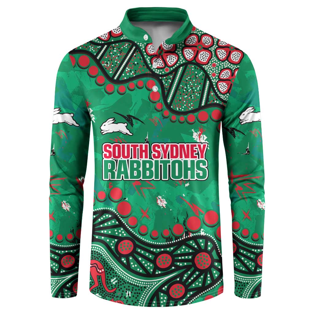 Personalized South Sydney Rabbitohs Button Sweatshirt Aboriginal Pattern with Graffiti Style Design