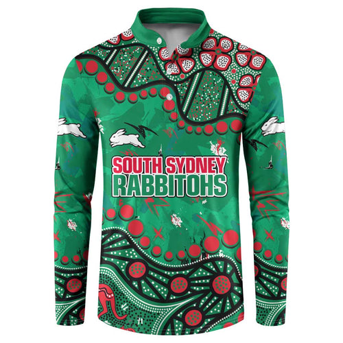 Personalized South Sydney Rabbitohs Button Sweatshirt Aboriginal Pattern with Graffiti Style Design