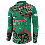 Personalized South Sydney Rabbitohs Button Sweatshirt Aboriginal Pattern with Graffiti Style Design