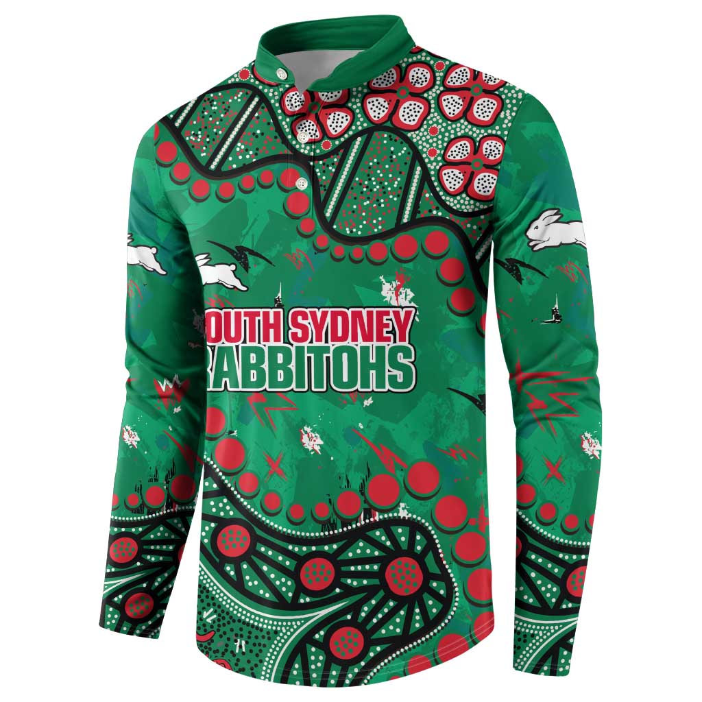 Personalized South Sydney Rabbitohs Button Sweatshirt Aboriginal Pattern with Graffiti Style Design