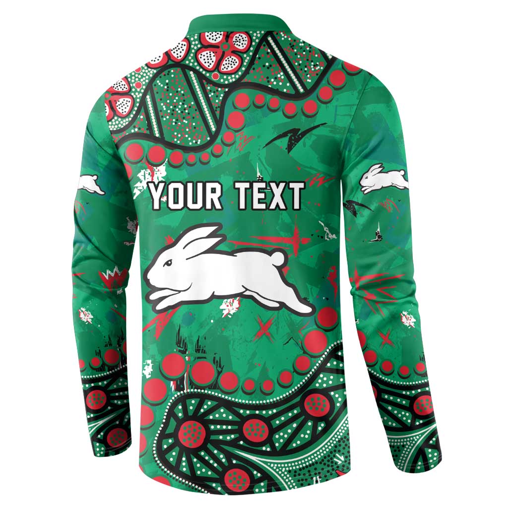 Personalized South Sydney Rabbitohs Button Sweatshirt Aboriginal Pattern with Graffiti Style Design