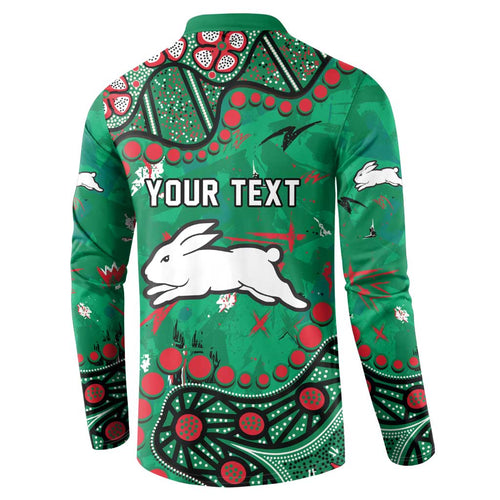 Personalized South Sydney Rabbitohs Button Sweatshirt Aboriginal Pattern with Graffiti Style Design