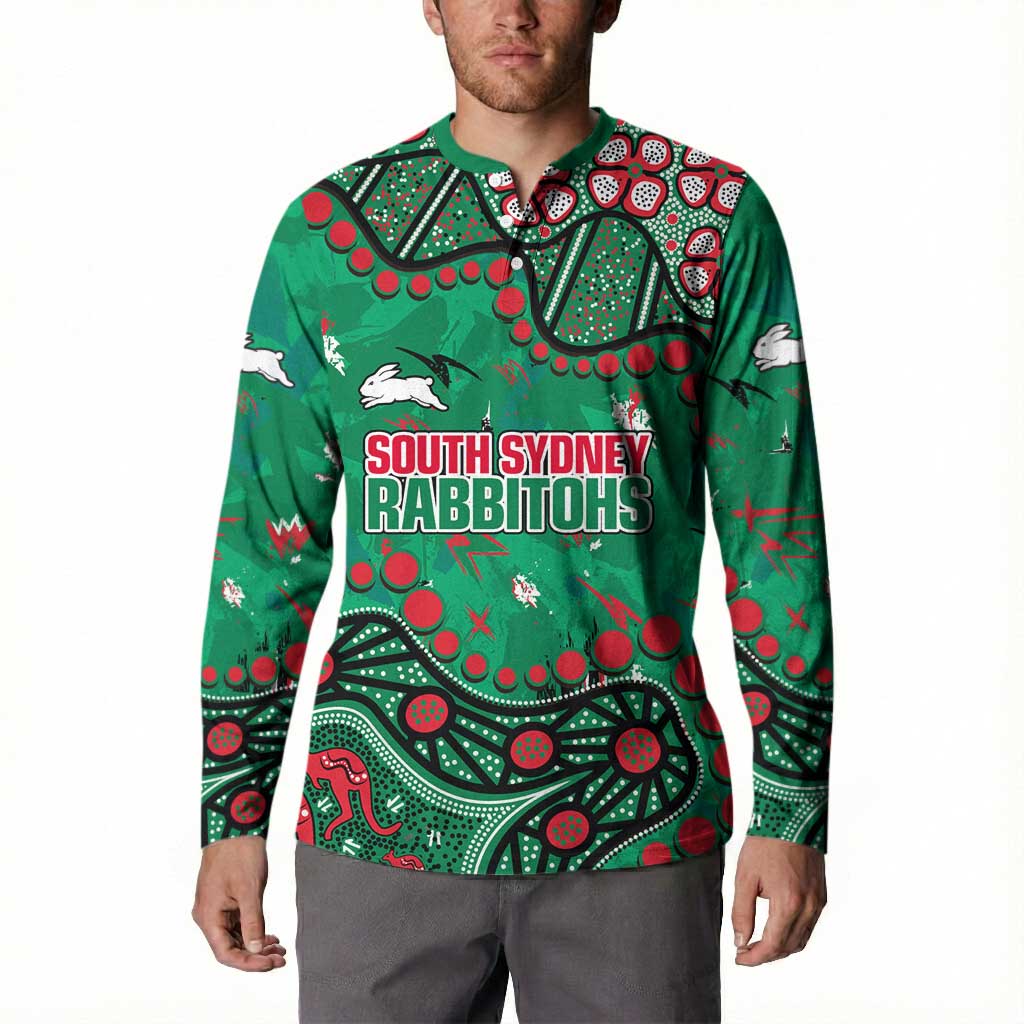 Personalized South Sydney Rabbitohs Button Sweatshirt Aboriginal Pattern with Graffiti Style Design