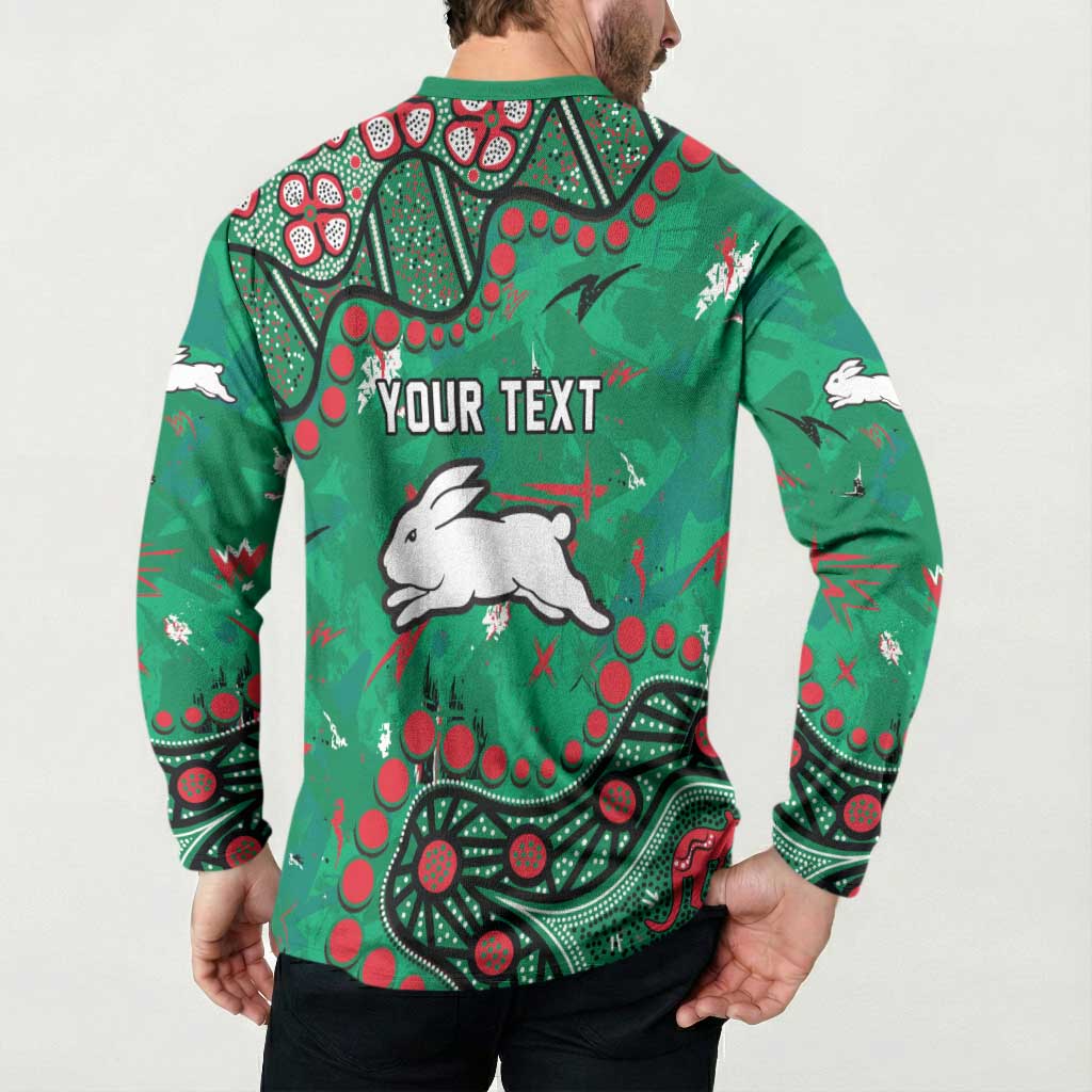 Personalized South Sydney Rabbitohs Button Sweatshirt Aboriginal Pattern with Graffiti Style Design