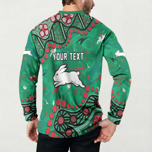 Personalized South Sydney Rabbitohs Button Sweatshirt Aboriginal Pattern with Graffiti Style Design