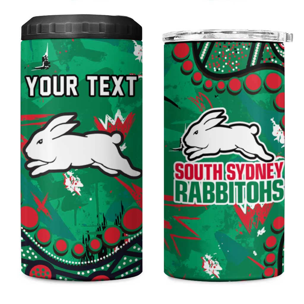 Personalized South Sydney Rabbitohs 4 in 1 Can Cooler Tumbler Aboriginal Pattern with Graffiti Style Design
