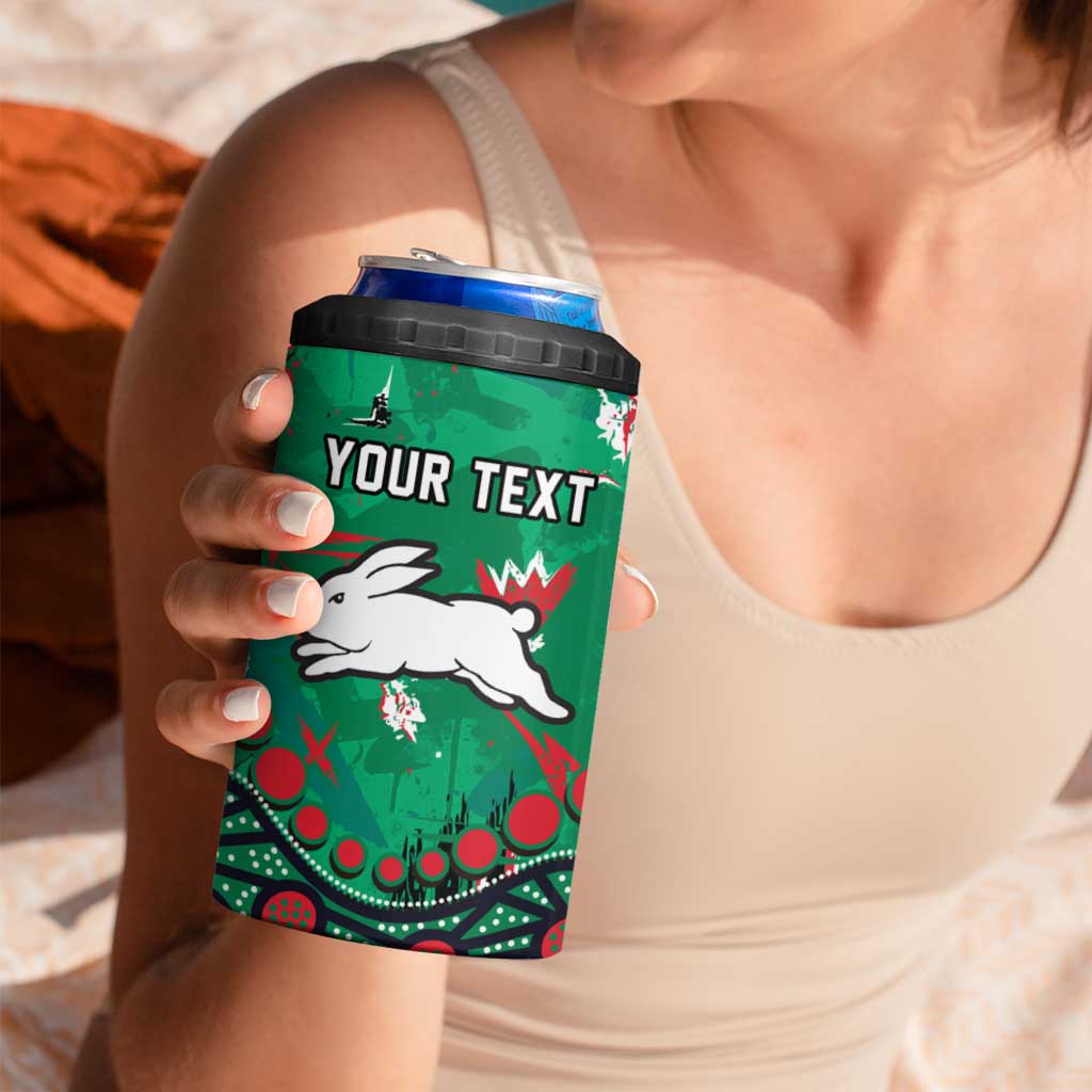 Personalized South Sydney Rabbitohs 4 in 1 Can Cooler Tumbler Aboriginal Pattern with Graffiti Style Design