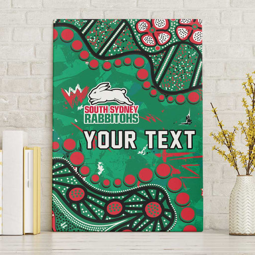 Personalized South Sydney Rabbitohs Canvas Wall Art Aboriginal Pattern with Graffiti Style Design