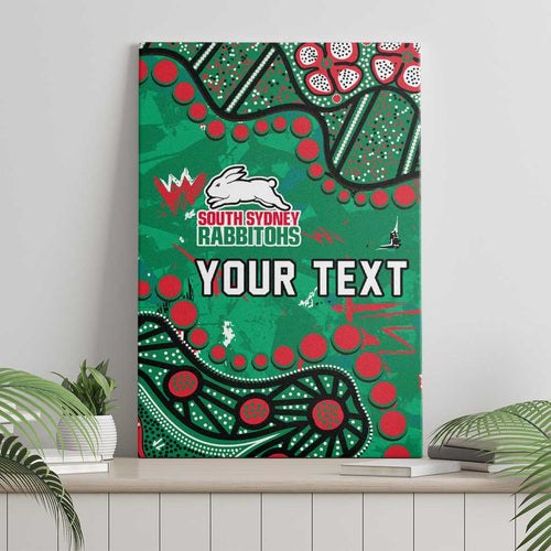 Personalized South Sydney Rabbitohs Canvas Wall Art Aboriginal Pattern with Graffiti Style Design