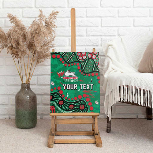 Personalized South Sydney Rabbitohs Canvas Wall Art Aboriginal Pattern with Graffiti Style Design