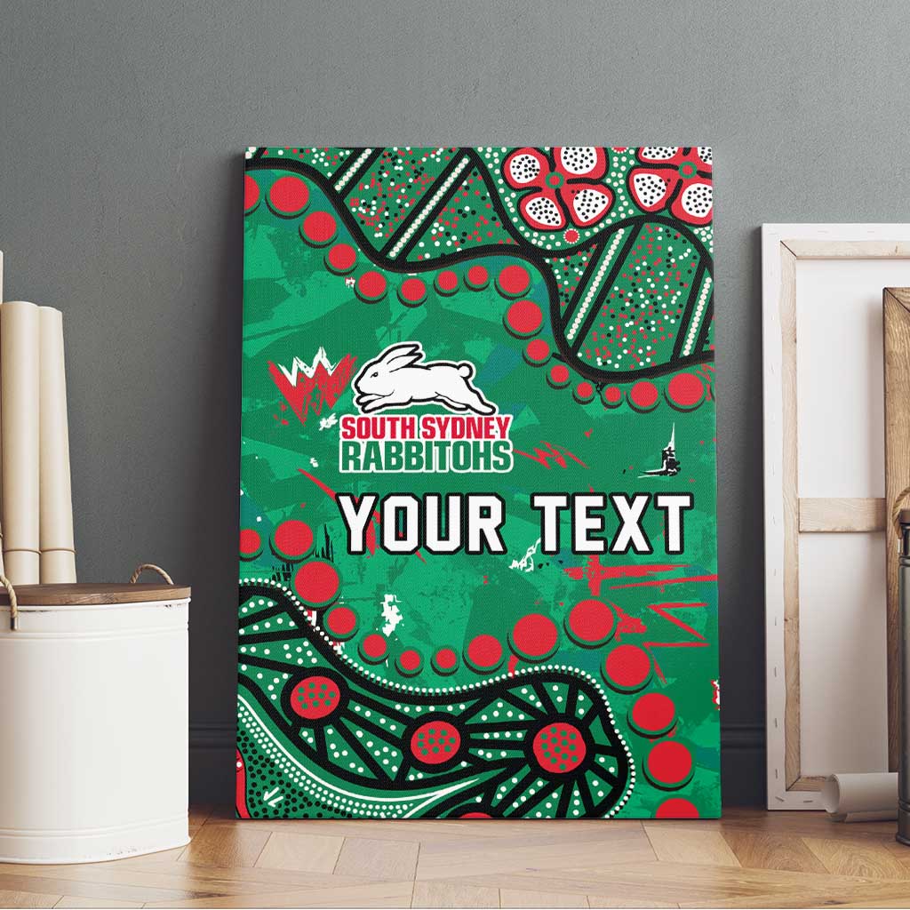 Personalized South Sydney Rabbitohs Canvas Wall Art Aboriginal Pattern with Graffiti Style Design