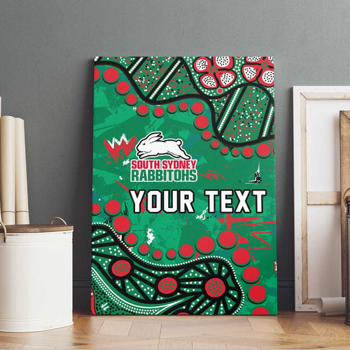 Personalized South Sydney Rabbitohs Canvas Wall Art Aboriginal Pattern with Graffiti Style Design