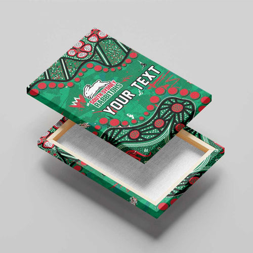 Personalized South Sydney Rabbitohs Canvas Wall Art Aboriginal Pattern with Graffiti Style Design