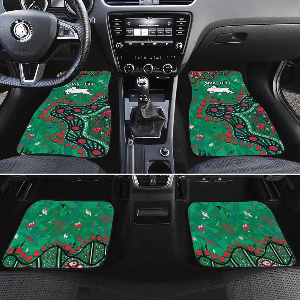 Personalized South Sydney Rabbitohs Car Mats Aboriginal Pattern with Graffiti Style Design