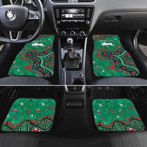 Personalized South Sydney Rabbitohs Car Mats Aboriginal Pattern with Graffiti Style Design