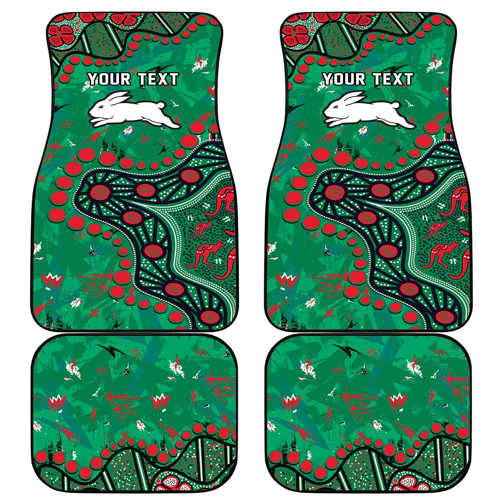 Personalized South Sydney Rabbitohs Car Mats Aboriginal Pattern with Graffiti Style Design