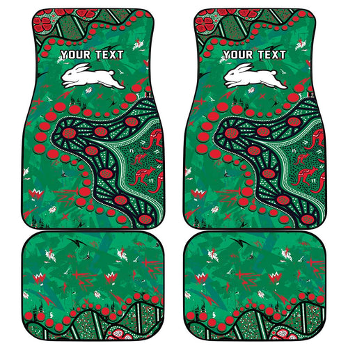 Personalized South Sydney Rabbitohs Car Mats Aboriginal Pattern with Graffiti Style Design