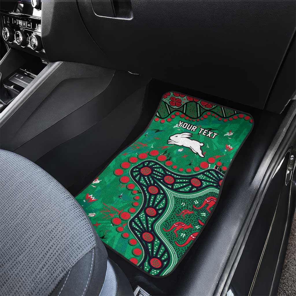 Personalized South Sydney Rabbitohs Car Mats Aboriginal Pattern with Graffiti Style Design