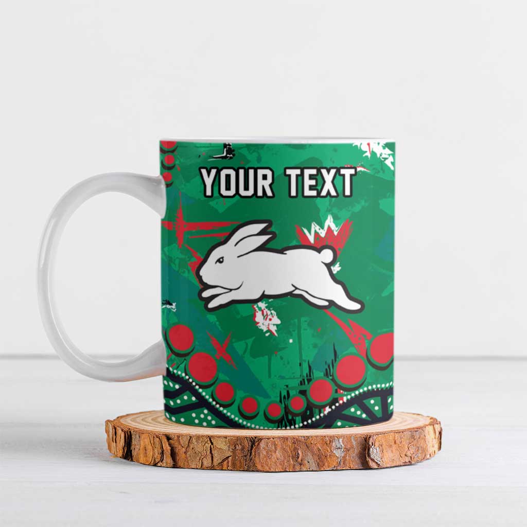 Personalized South Sydney Rabbitohs Ceramic Mug Aboriginal Pattern with Graffiti Style Design