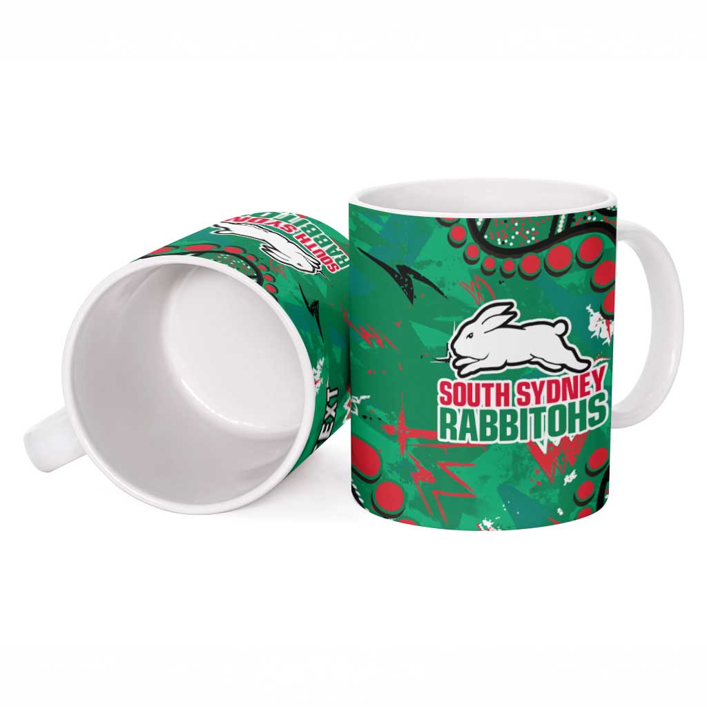 Personalized South Sydney Rabbitohs Ceramic Mug Aboriginal Pattern with Graffiti Style Design