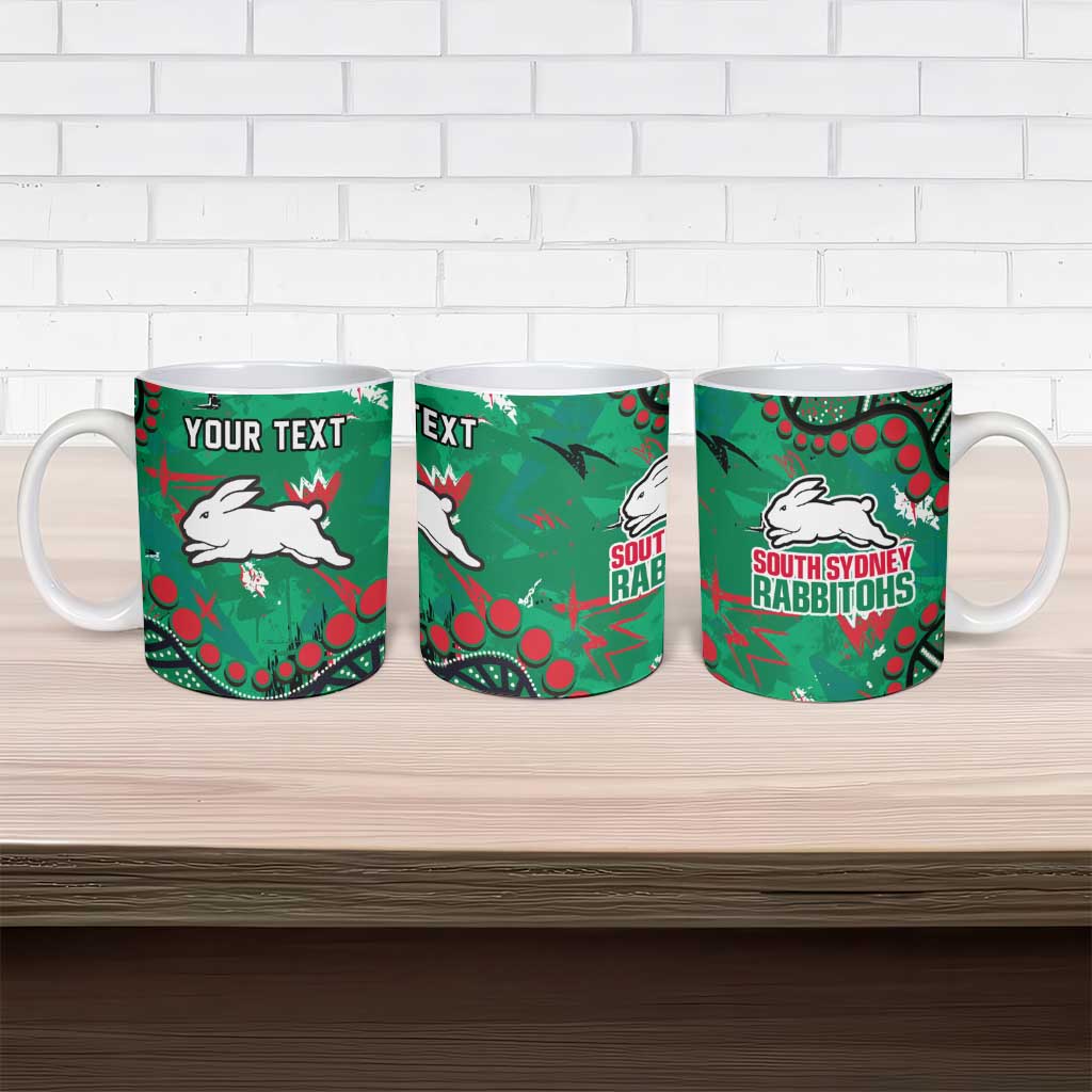 Personalized South Sydney Rabbitohs Ceramic Mug Aboriginal Pattern with Graffiti Style Design