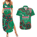 Personalized South Sydney Rabbitohs Couples Matching Summer Maxi Dress and Hawaiian Shirt Aboriginal Pattern with Graffiti Style Design