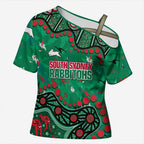 Personalized South Sydney Rabbitohs Cross Shoulder Shirt Aboriginal Pattern with Graffiti Style Design