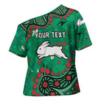 Personalized South Sydney Rabbitohs Cross Shoulder Shirt Aboriginal Pattern with Graffiti Style Design